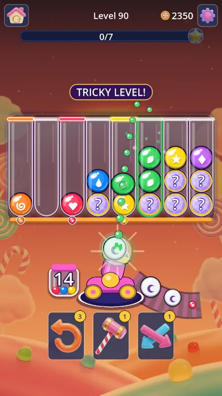 Candy Cannon Sort level with a candy cannon filling colored tubes