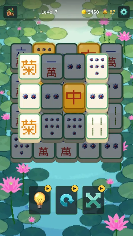 Mahjong Smart board of tiles on a pond with lotus flowers