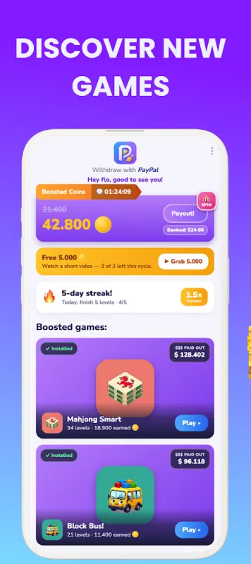 Playout's Discover new games list